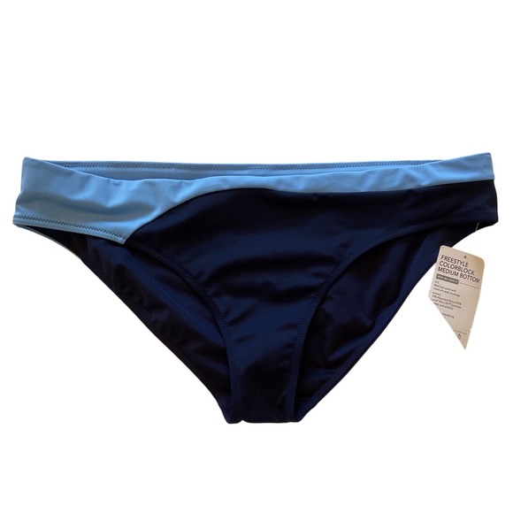 Athleta Other - Athleta Freestyle Colorblock Medium Bikini Bottom Navy Light Blue Large NEW